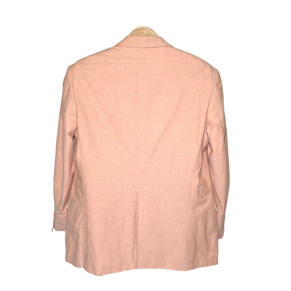 Saddlebred Mens 46L Salmon Pink 100% Cotton Blazer Gingham Lining Sport Coat - Picture 6 of 6
